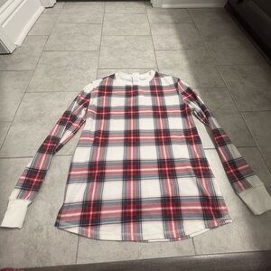 Christmas, Red and White Plaid Long Sleeve and pants pajama set